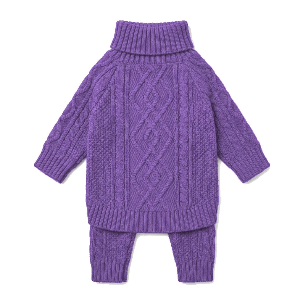 Lavender Dog Cable Turtleneck Knit flat lay — wholesale pet apparel, design render