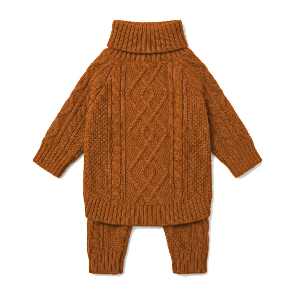 Orange Dog Cable Turtleneck Knit flat lay — wholesale pet apparel, design render