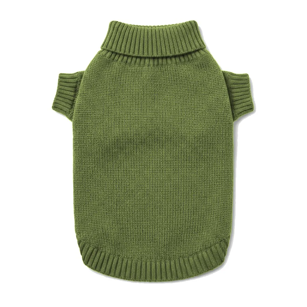 Olive Cat Knit Sweater flat lay — wholesale pet apparel, design render