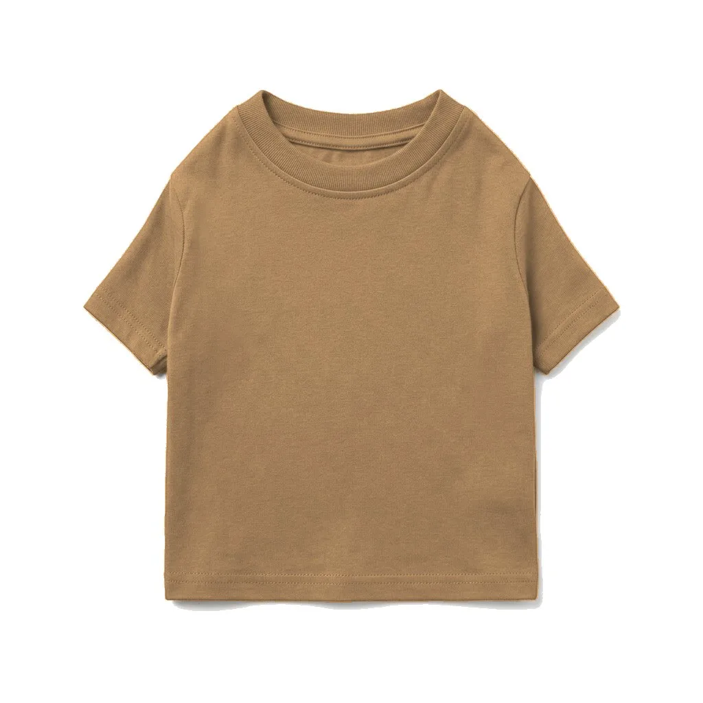Camel Dog Cotton T-Shirt flat lay — wholesale pet apparel, design render