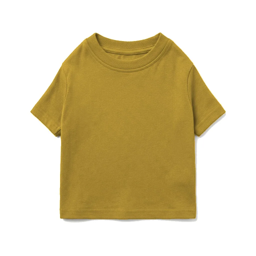 Mustard Dog Cotton T-Shirt flat lay — wholesale pet apparel, design render