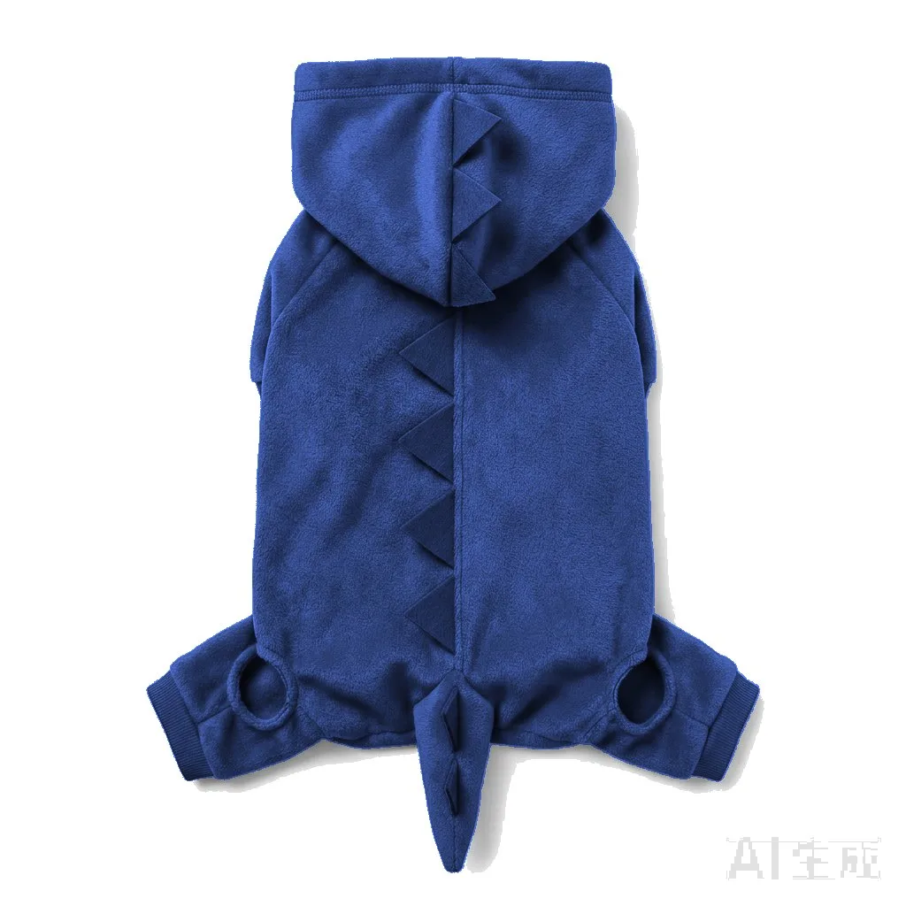 Navy Dog Dinosaur Costume flat lay — wholesale pet apparel, design render
