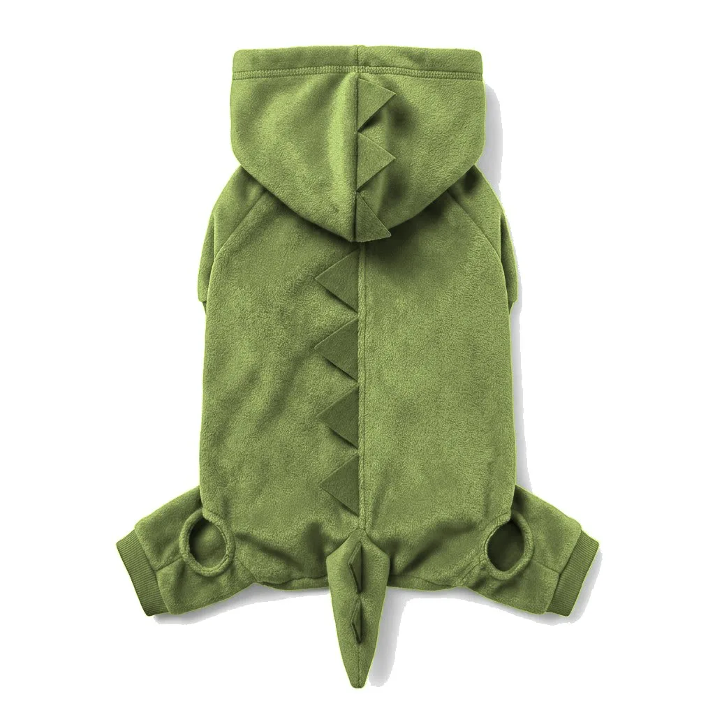 Olive Dog Dinosaur Costume flat lay — wholesale pet apparel, design render