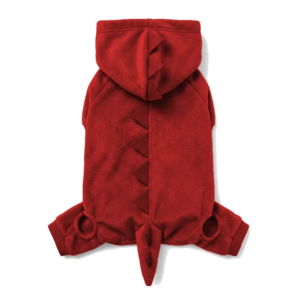 Red Dog Dinosaur Costume flat lay — wholesale pet apparel, design render