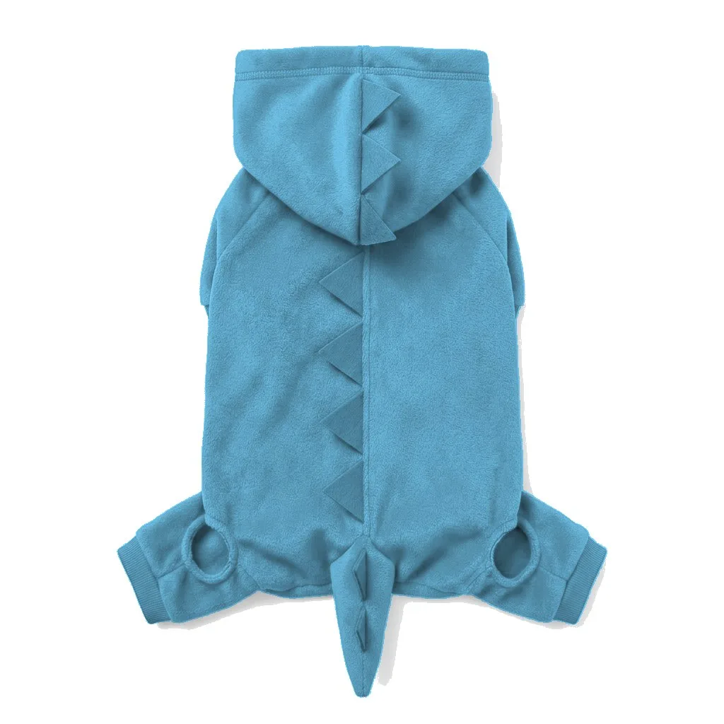 Sky Blue Dog Dinosaur Costume flat lay — wholesale pet apparel, design render