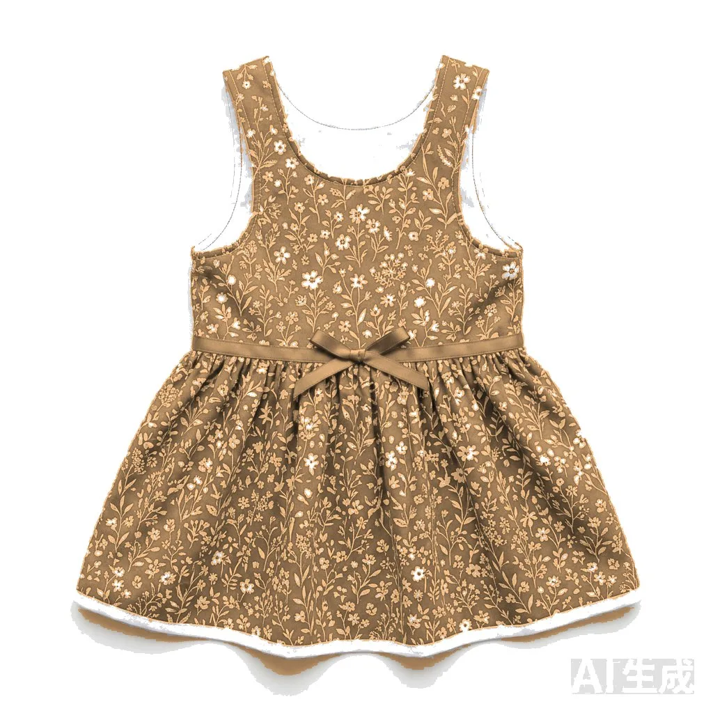 Camel Dog Floral Summer Dress flat lay — wholesale pet apparel, design render
