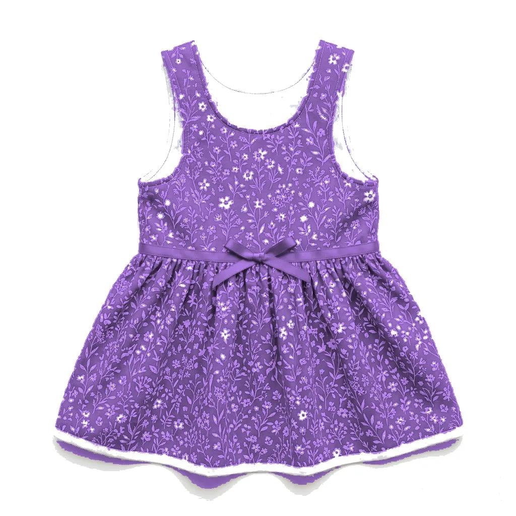 Lavender Dog Floral Summer Dress flat lay — wholesale pet apparel, design render