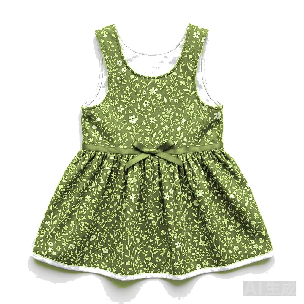 Olive Dog Floral Summer Dress flat lay — wholesale pet apparel, design render