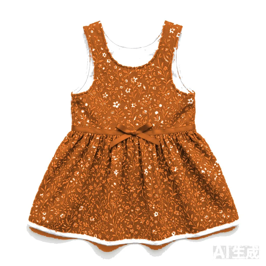Orange Dog Floral Summer Dress flat lay — wholesale pet apparel, design render