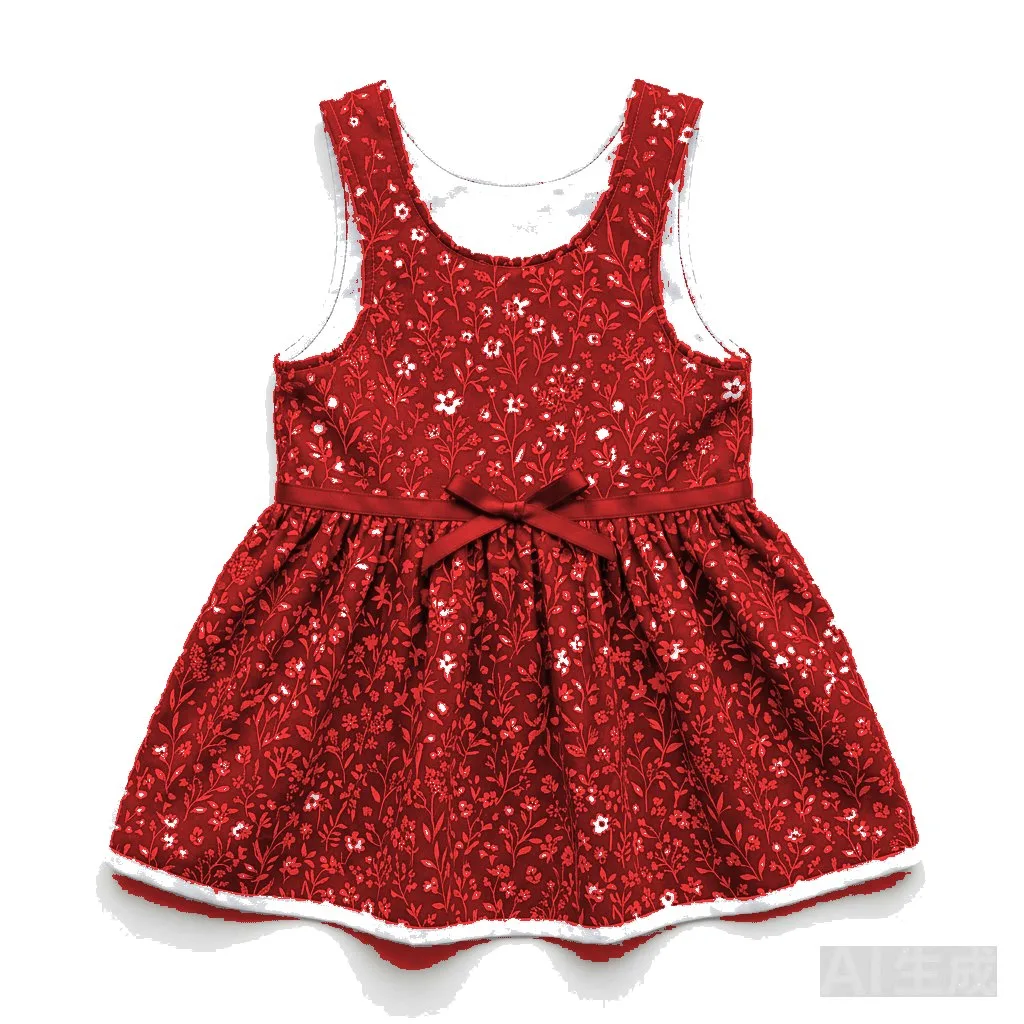 Red Dog Floral Summer Dress flat lay — wholesale pet apparel, design render