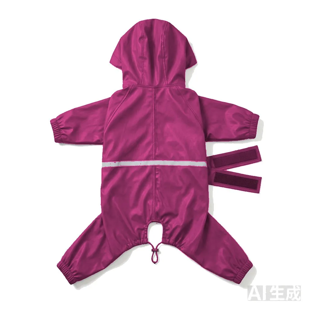 Hot Pink Dog Four-Leg Waterproof Raincoat flat lay — wholesale pet apparel, design render