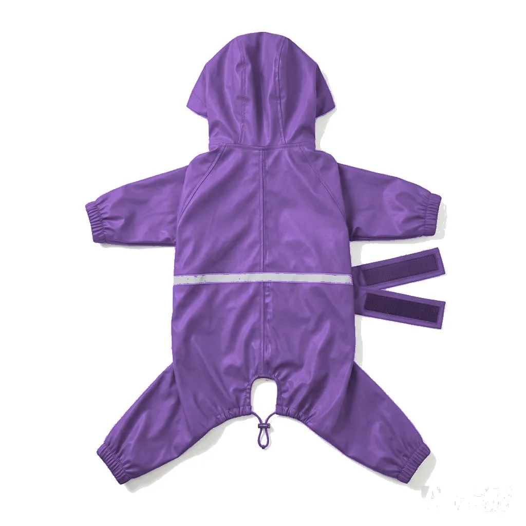 Lavender Dog Four-Leg Waterproof Raincoat flat lay — wholesale pet apparel, design render