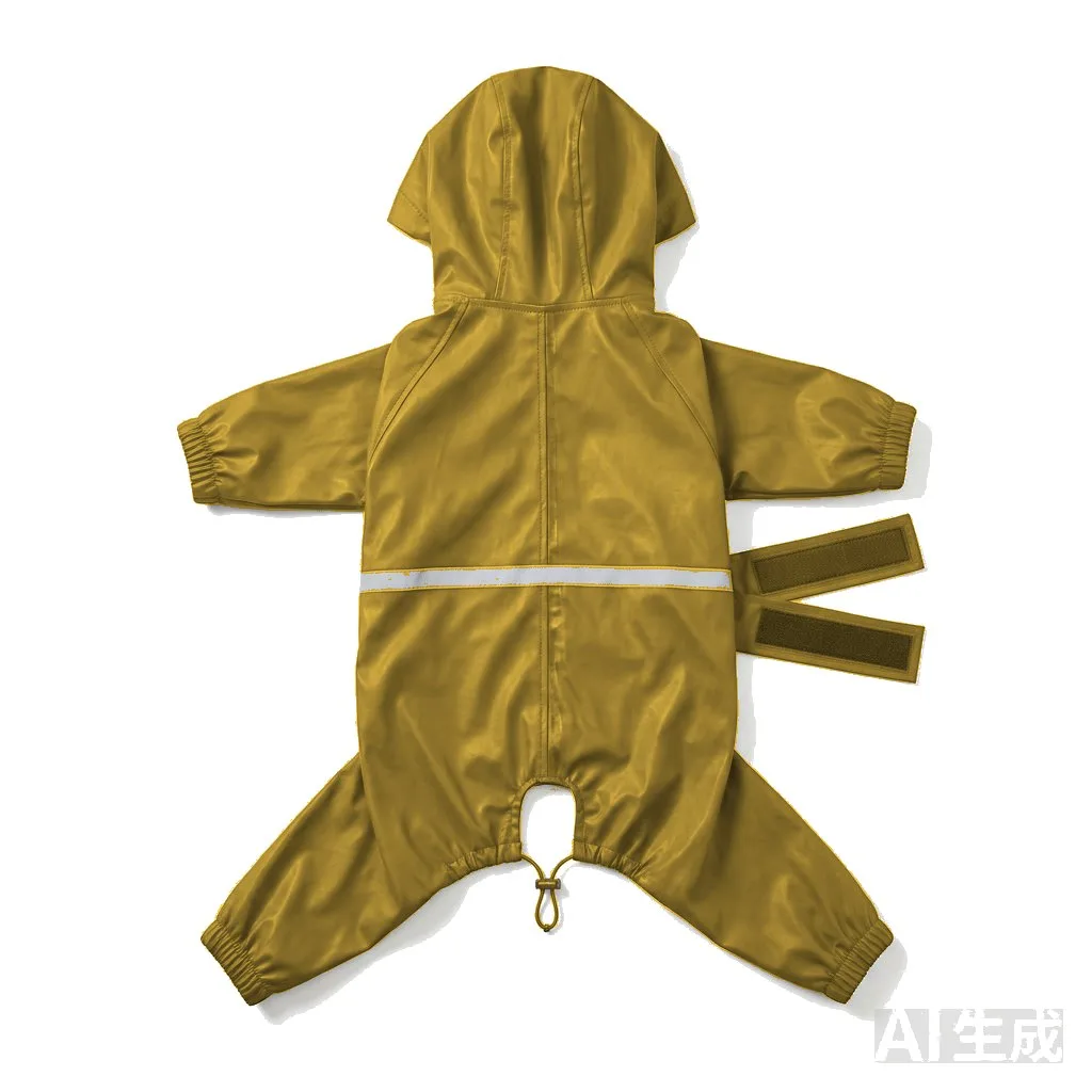 Mustard Dog Four-Leg Waterproof Raincoat flat lay — wholesale pet apparel, design render