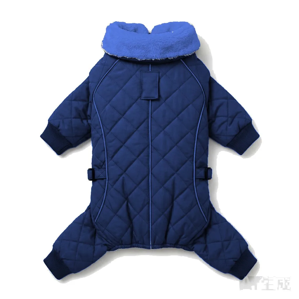 Navy Dog Fur-Collar Quilted Coat flat lay — wholesale pet apparel, design render
