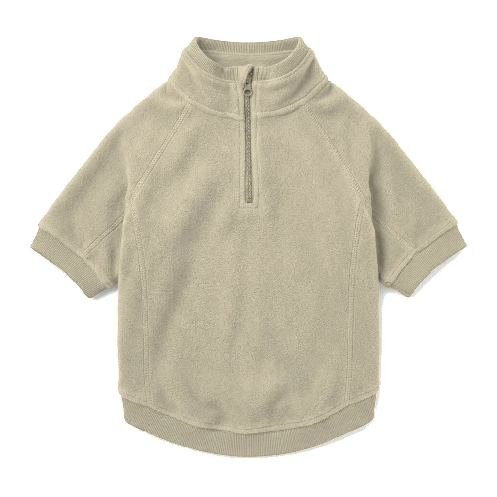 Cream Dog Half-Zip Fleece flat lay — wholesale pet apparel, design render