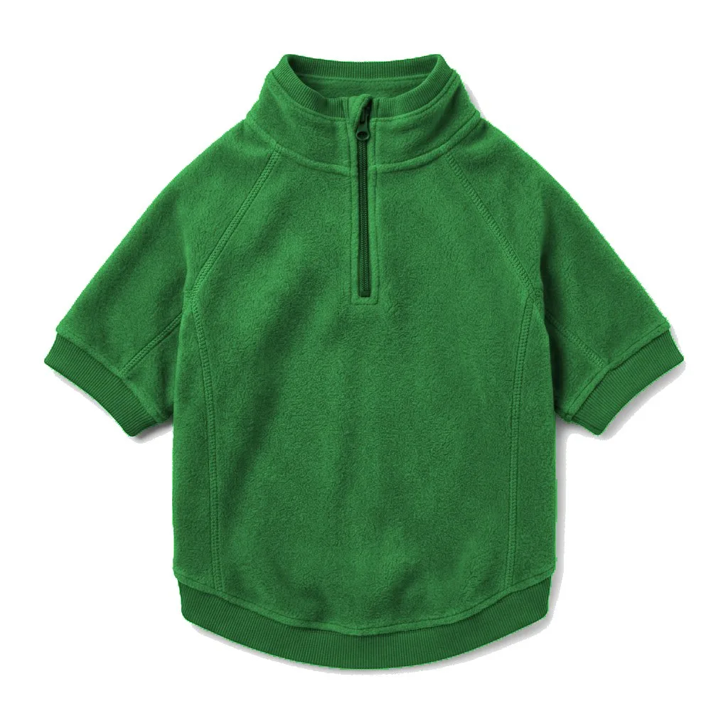 Forest Green Dog Half-Zip Fleece flat lay — wholesale pet apparel, design render