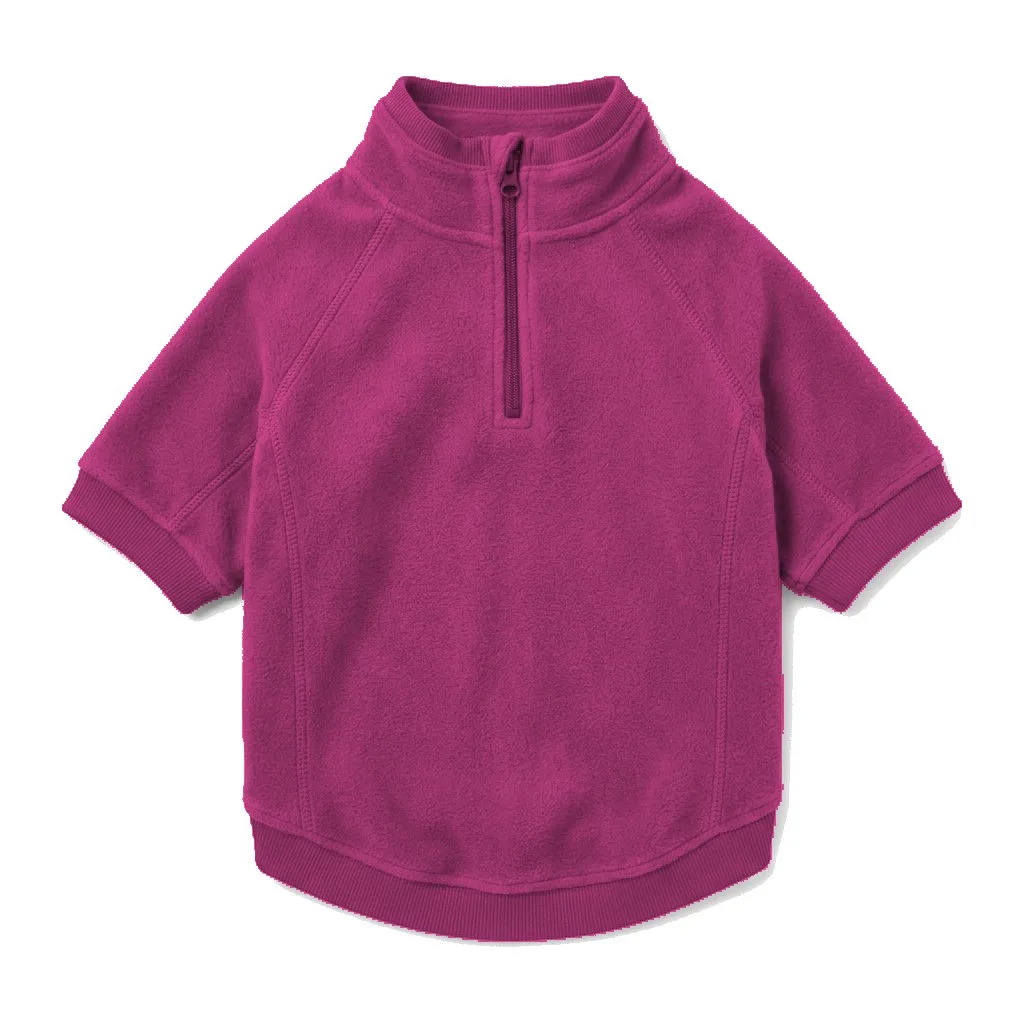 Hot Pink Dog Half-Zip Fleece flat lay — wholesale pet apparel, design render
