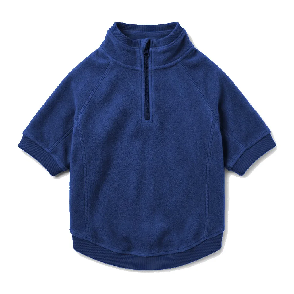 Navy Dog Half-Zip Fleece flat lay — wholesale pet apparel, design render
