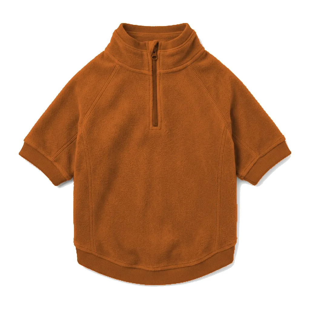 Orange Dog Half-Zip Fleece flat lay — wholesale pet apparel, design render