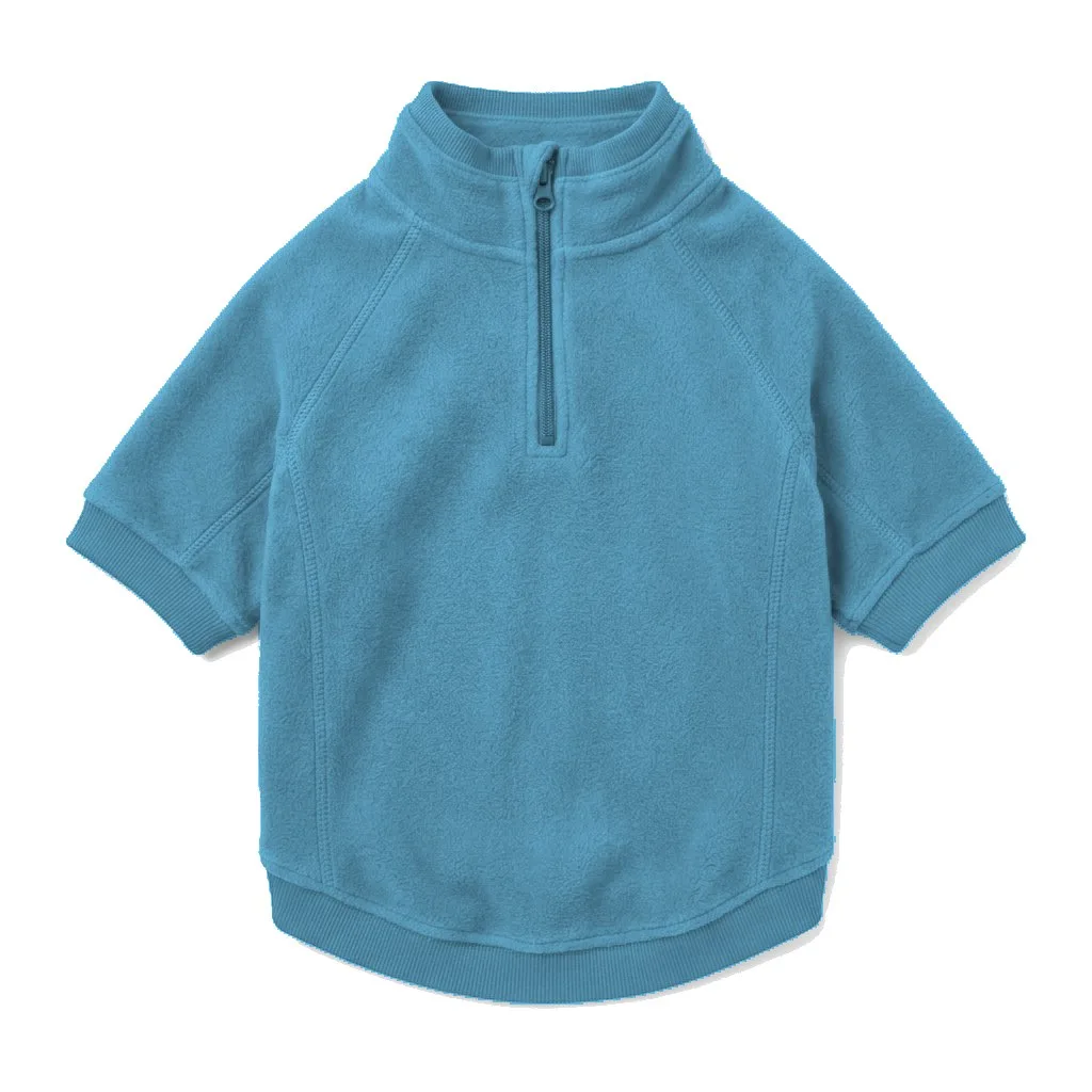 Sky Blue Dog Half-Zip Fleece flat lay — wholesale pet apparel, design render