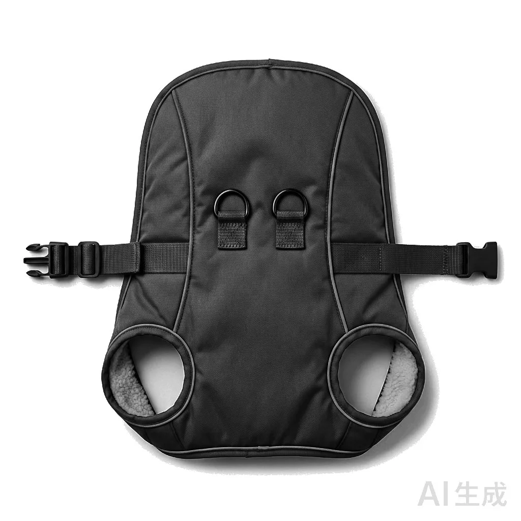 Black Dog Step-In Harness Vest flat lay — wholesale pet apparel, design render