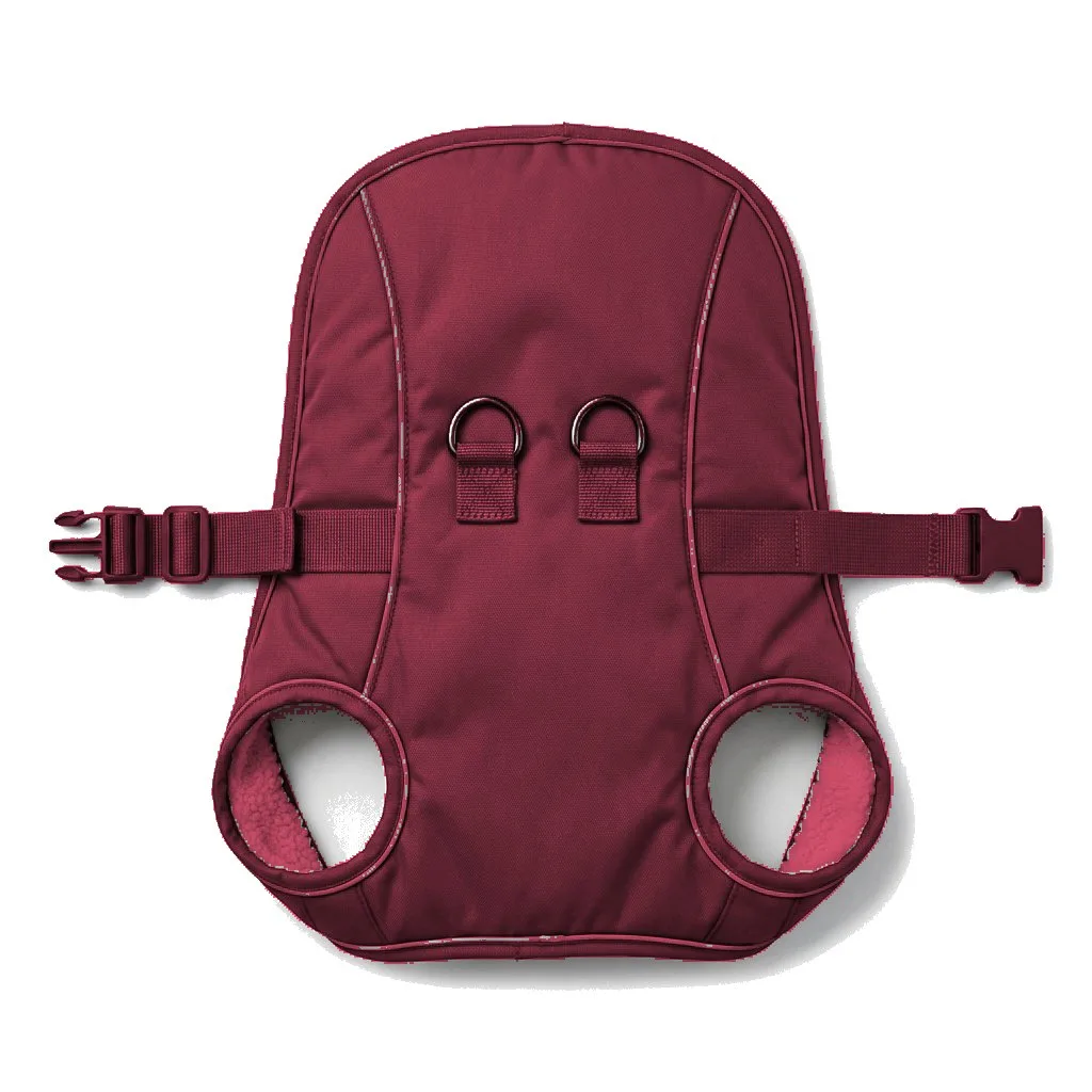 Burgundy Dog Step-In Harness Vest flat lay — wholesale pet apparel, design render