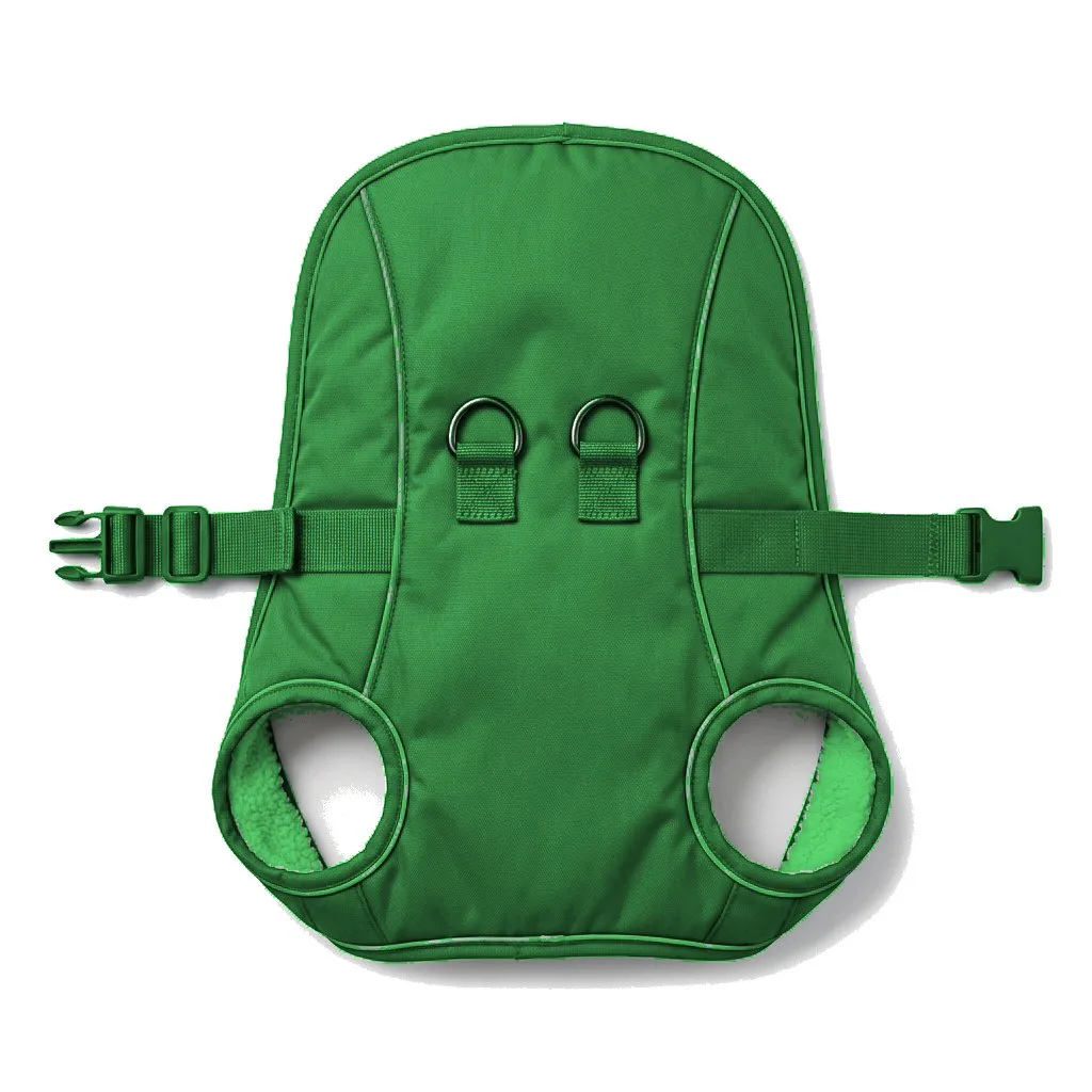 Forest Green Dog Step-In Harness Vest flat lay — wholesale pet apparel, design render