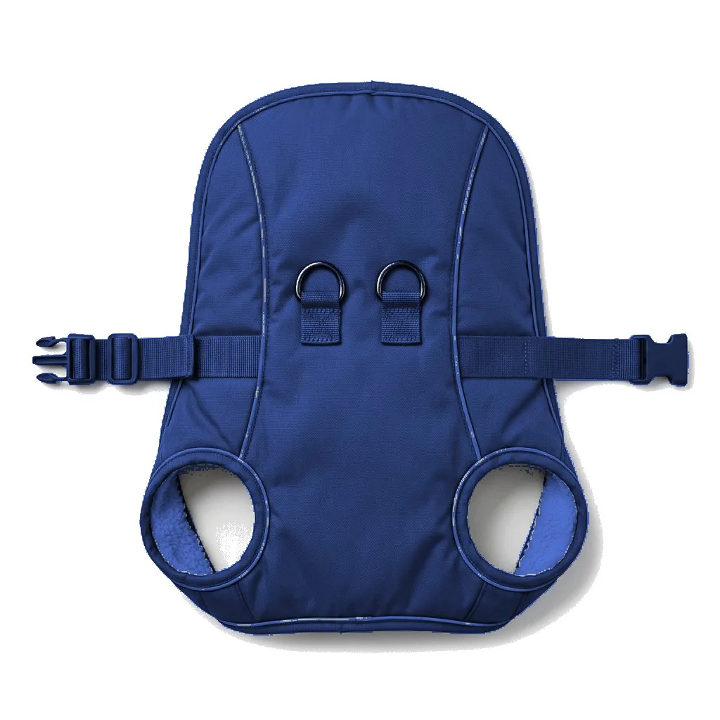 Navy Dog Step-In Harness Vest flat lay — wholesale pet apparel, design render