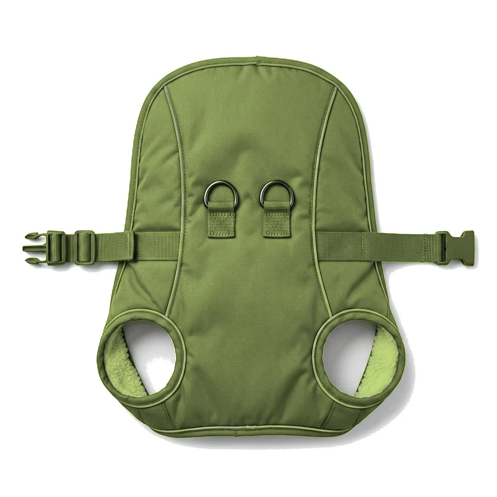 Olive Dog Step-In Harness Vest flat lay — wholesale pet apparel, design render