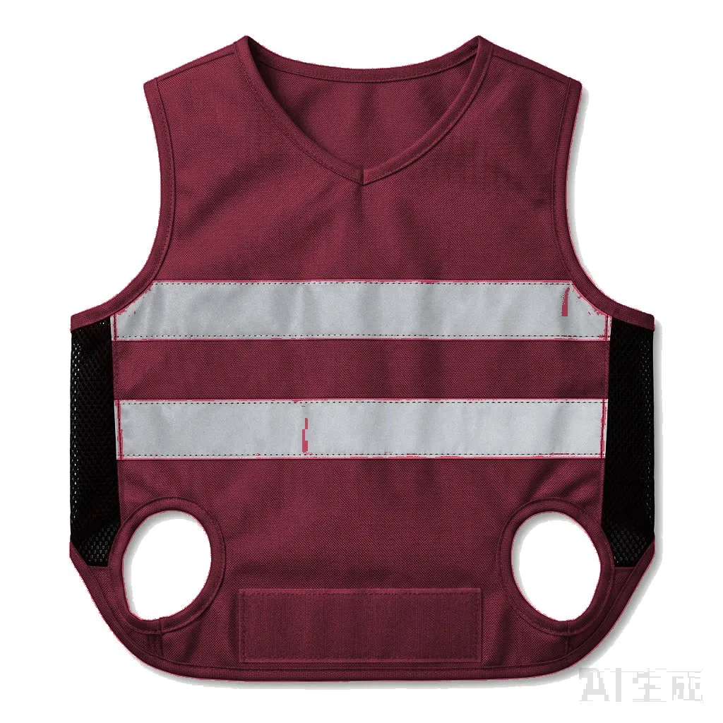 Burgundy Dog High-Vis Reflective Vest flat lay — wholesale pet apparel, design render