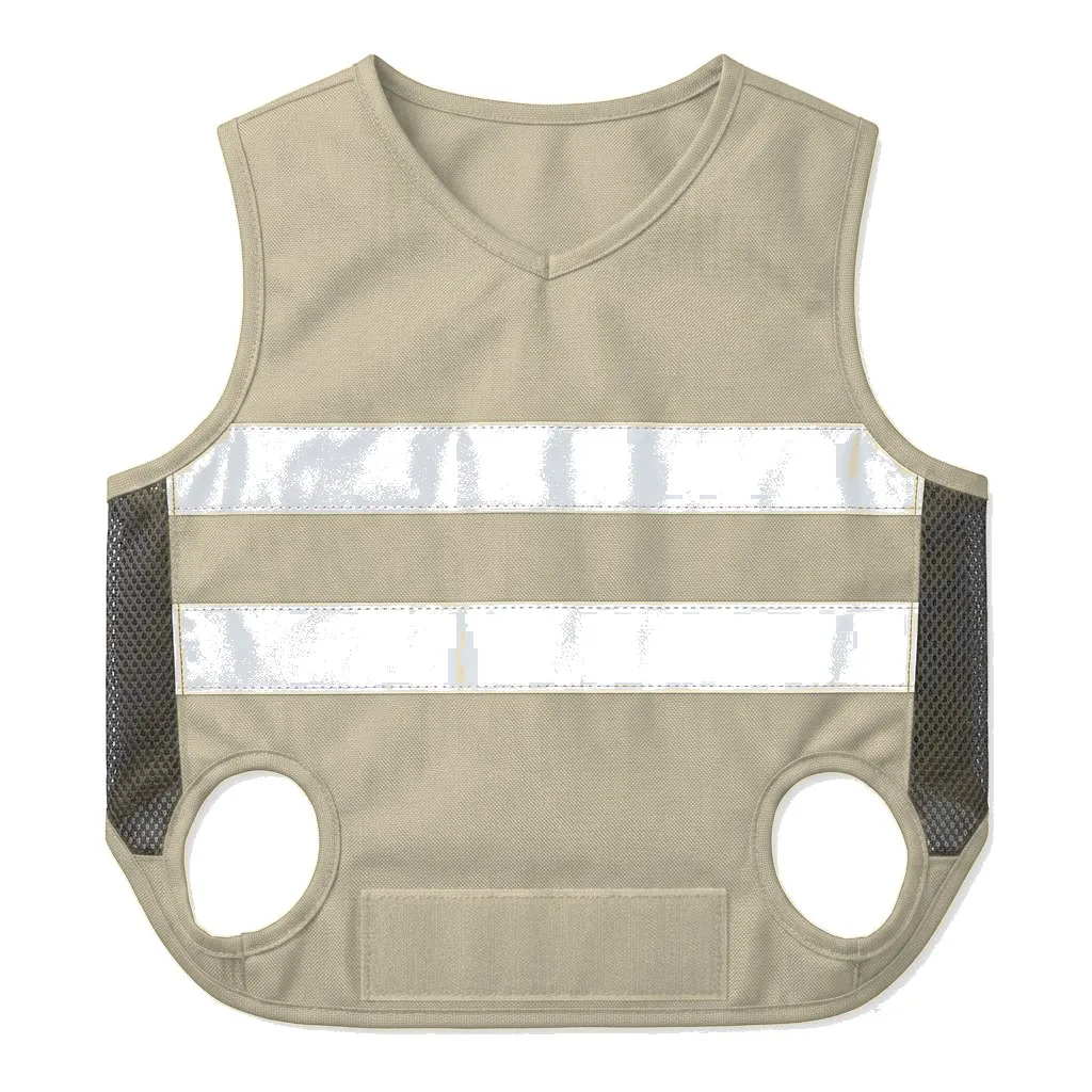 Cream Dog High-Vis Reflective Vest flat lay — wholesale pet apparel, design render
