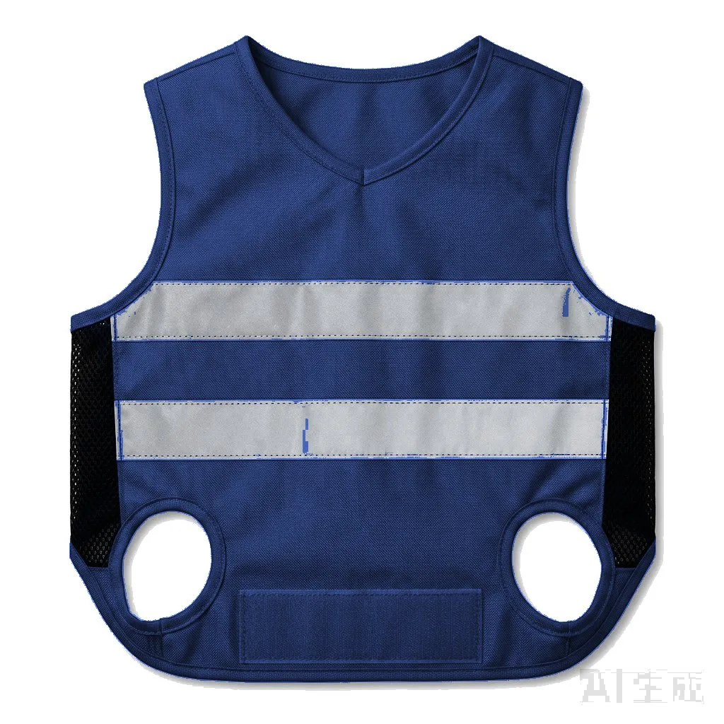 Navy Dog High-Vis Reflective Vest flat lay — wholesale pet apparel, design render