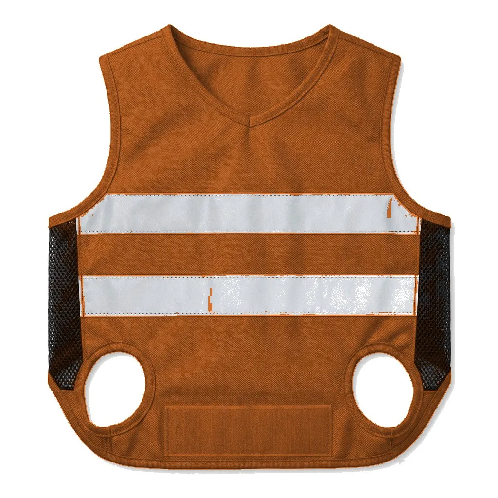 Orange Dog High-Vis Reflective Vest flat lay — wholesale pet apparel, design render