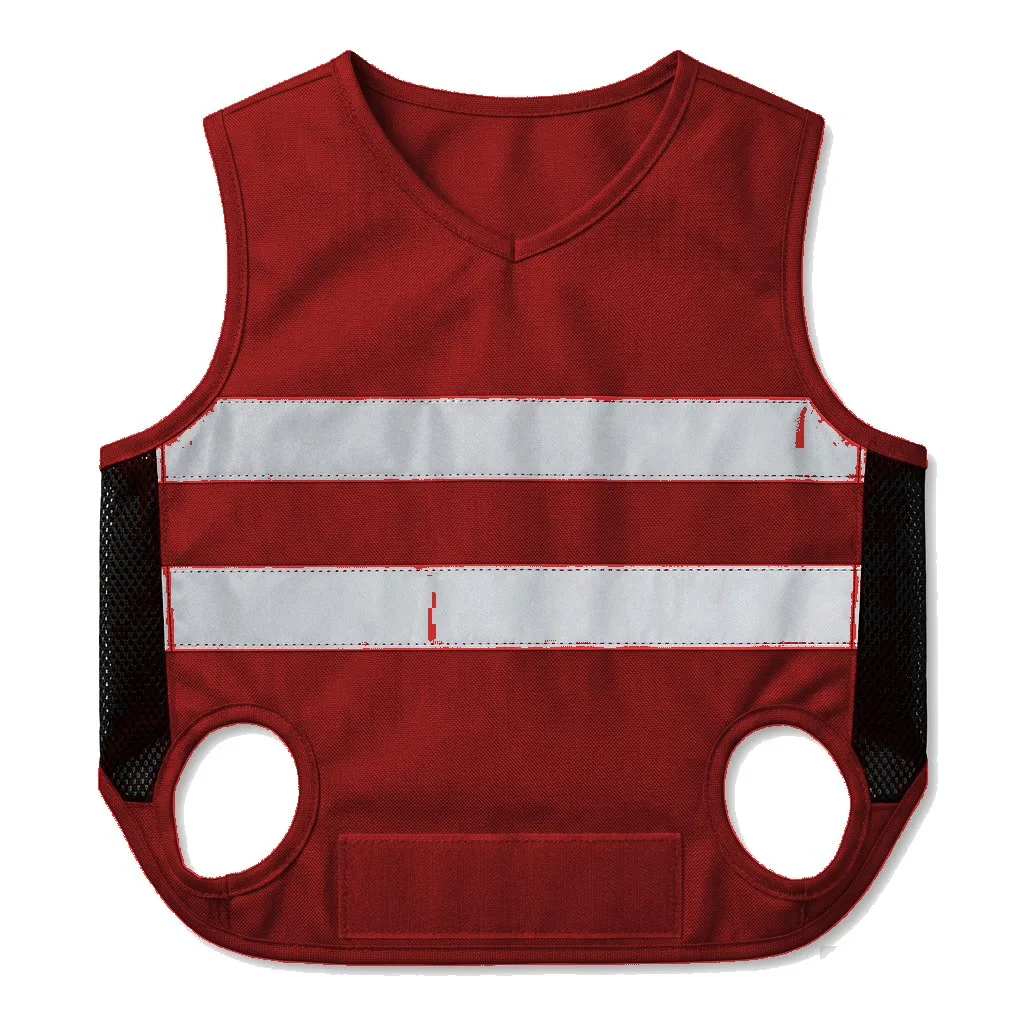 Red Dog High-Vis Reflective Vest flat lay — wholesale pet apparel, design render
