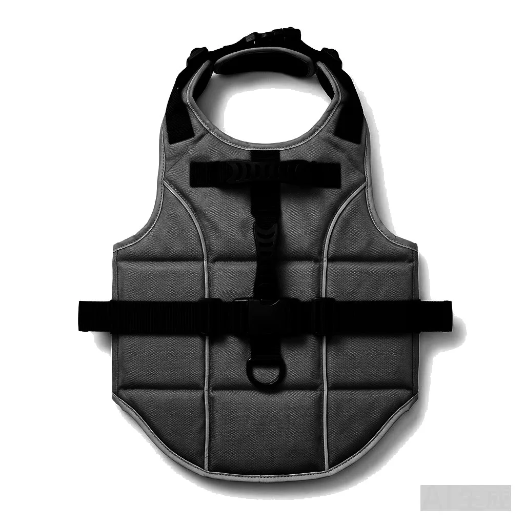 Black Dog Life Jacket Vest flat lay — wholesale pet apparel, design render
