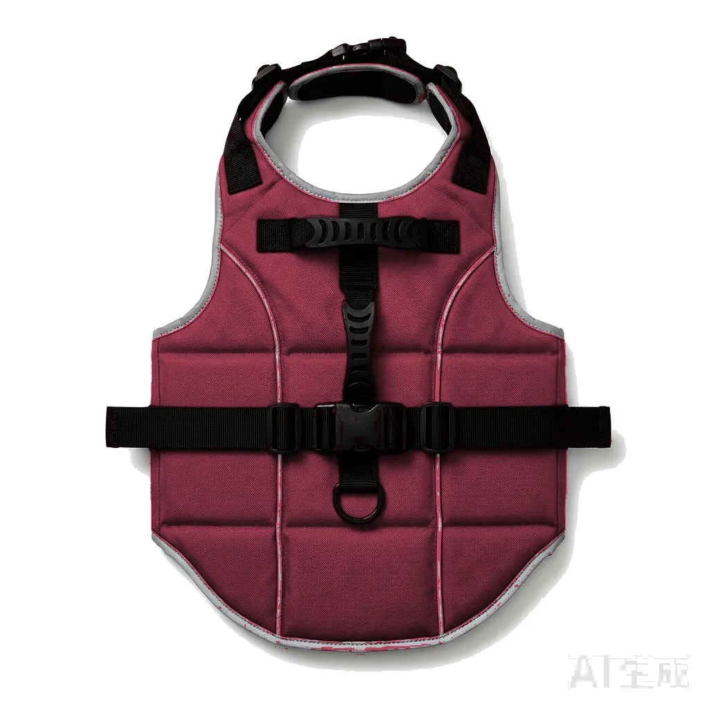 Burgundy Dog Life Jacket Vest flat lay — wholesale pet apparel, design render