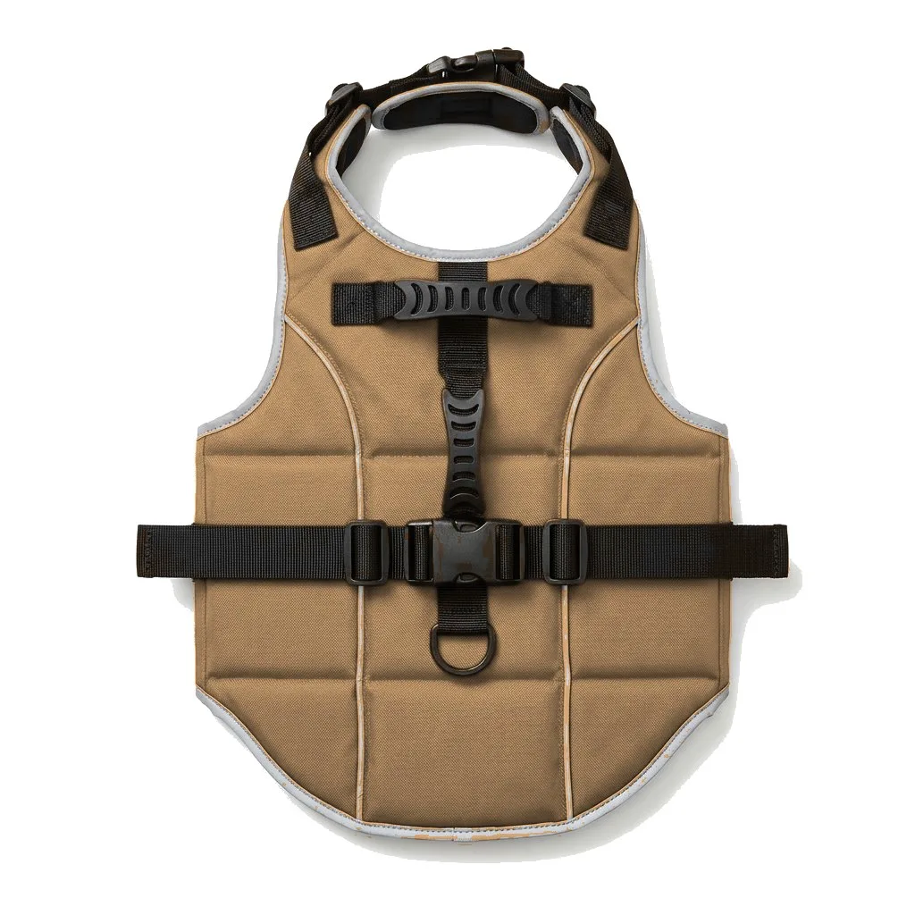 Camel Dog Life Jacket Vest flat lay — wholesale pet apparel, design render