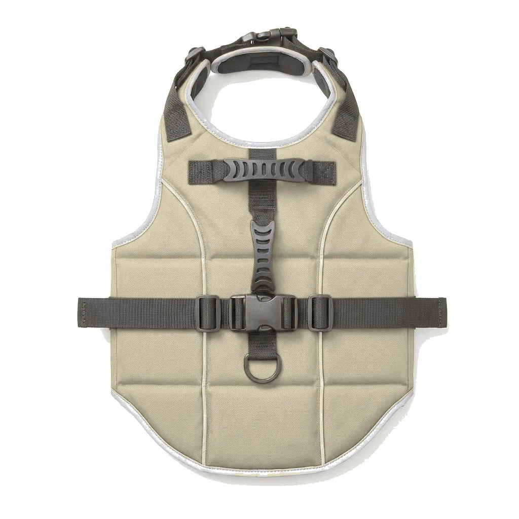Cream Dog Life Jacket Vest flat lay — wholesale pet apparel, design render