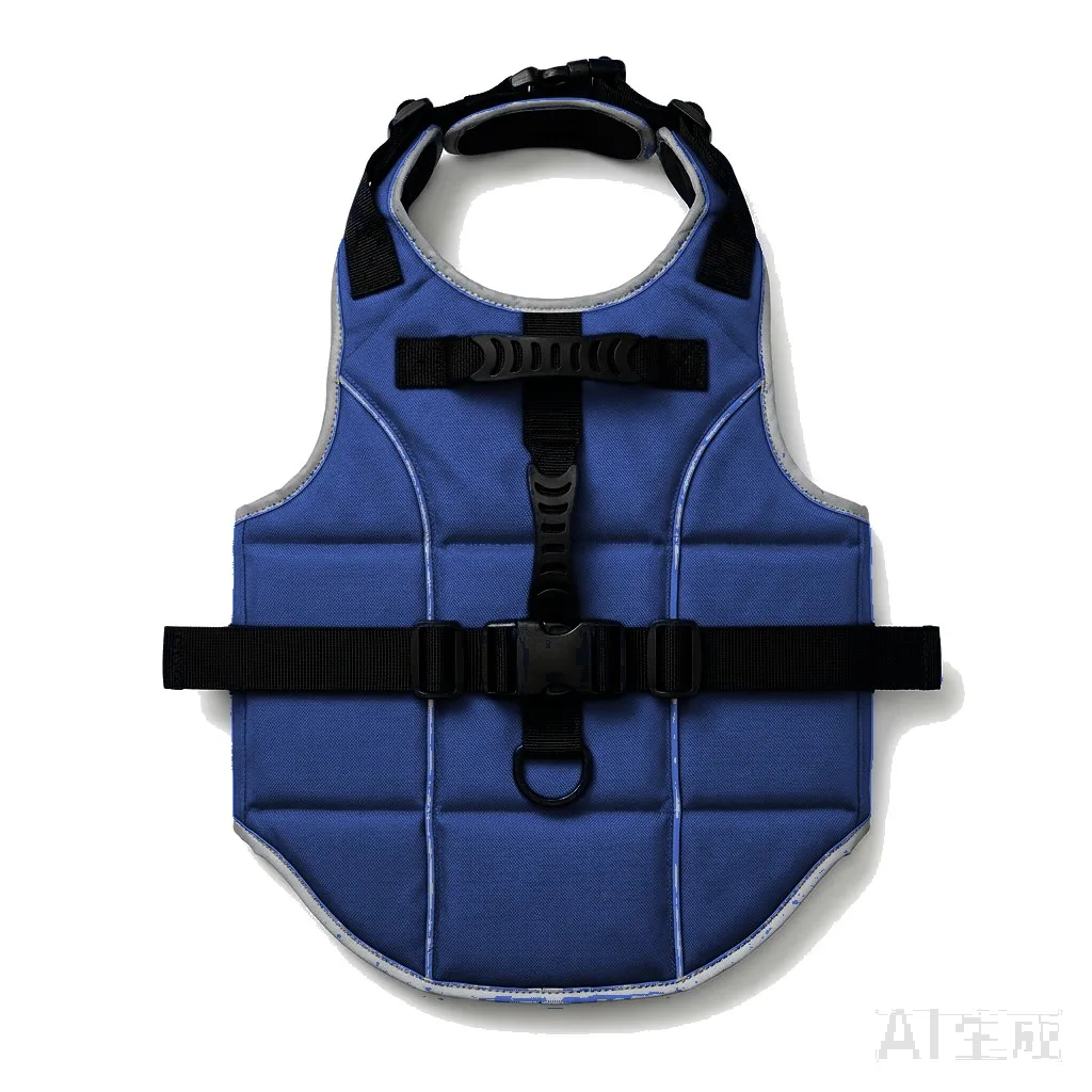 Navy Dog Life Jacket Vest flat lay — wholesale pet apparel, design render