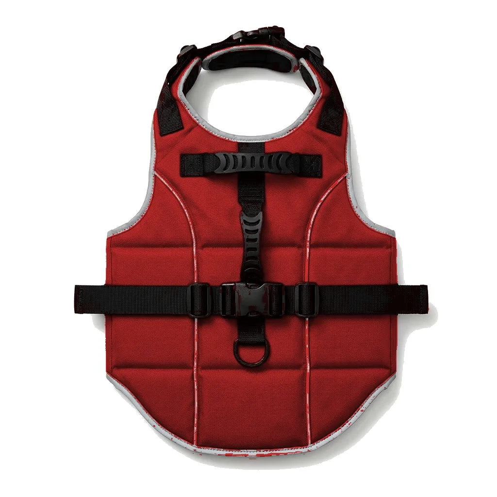 Red Dog Life Jacket Vest flat lay — wholesale pet apparel, design render