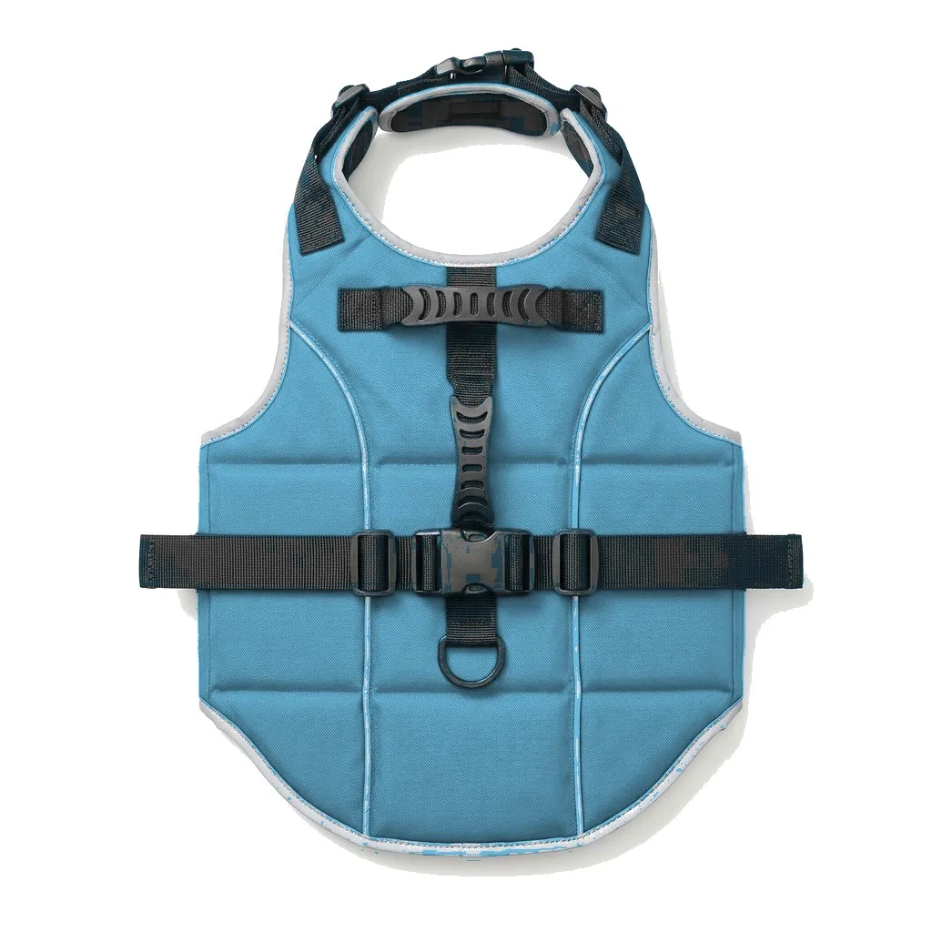 Sky Blue Dog Life Jacket Vest flat lay — wholesale pet apparel, design render