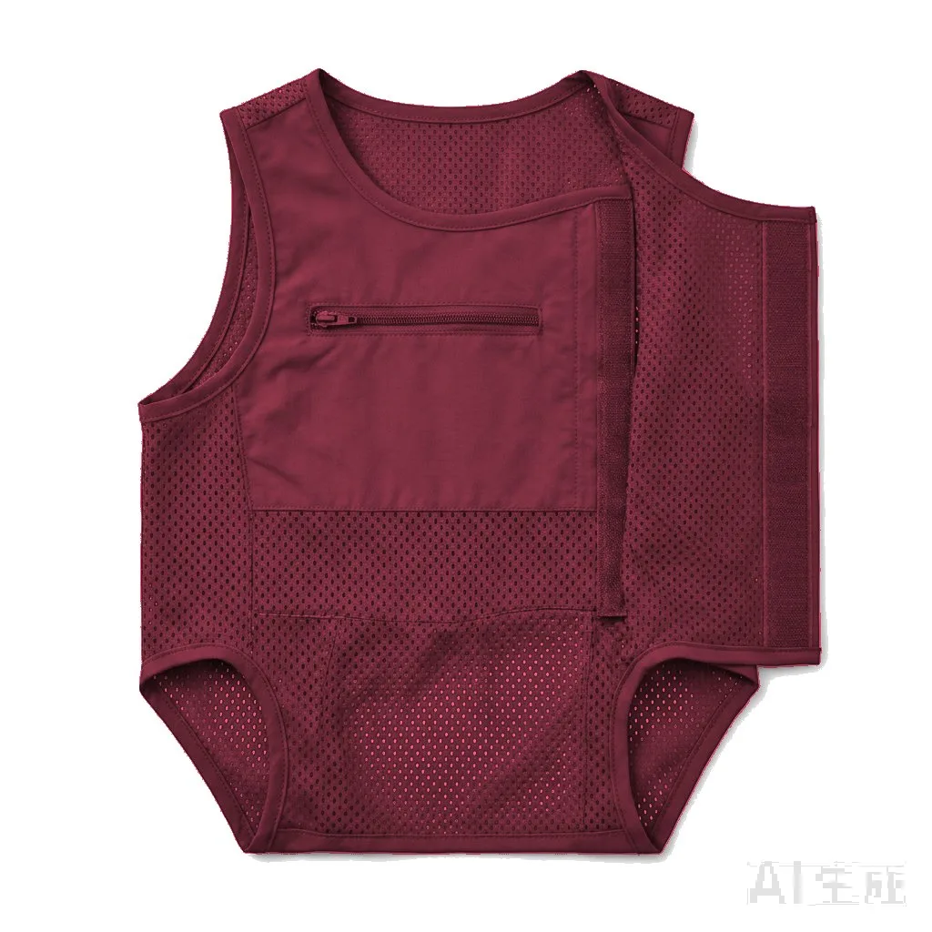 Burgundy Dog Mesh Cooling Vest flat lay — wholesale pet apparel, design render