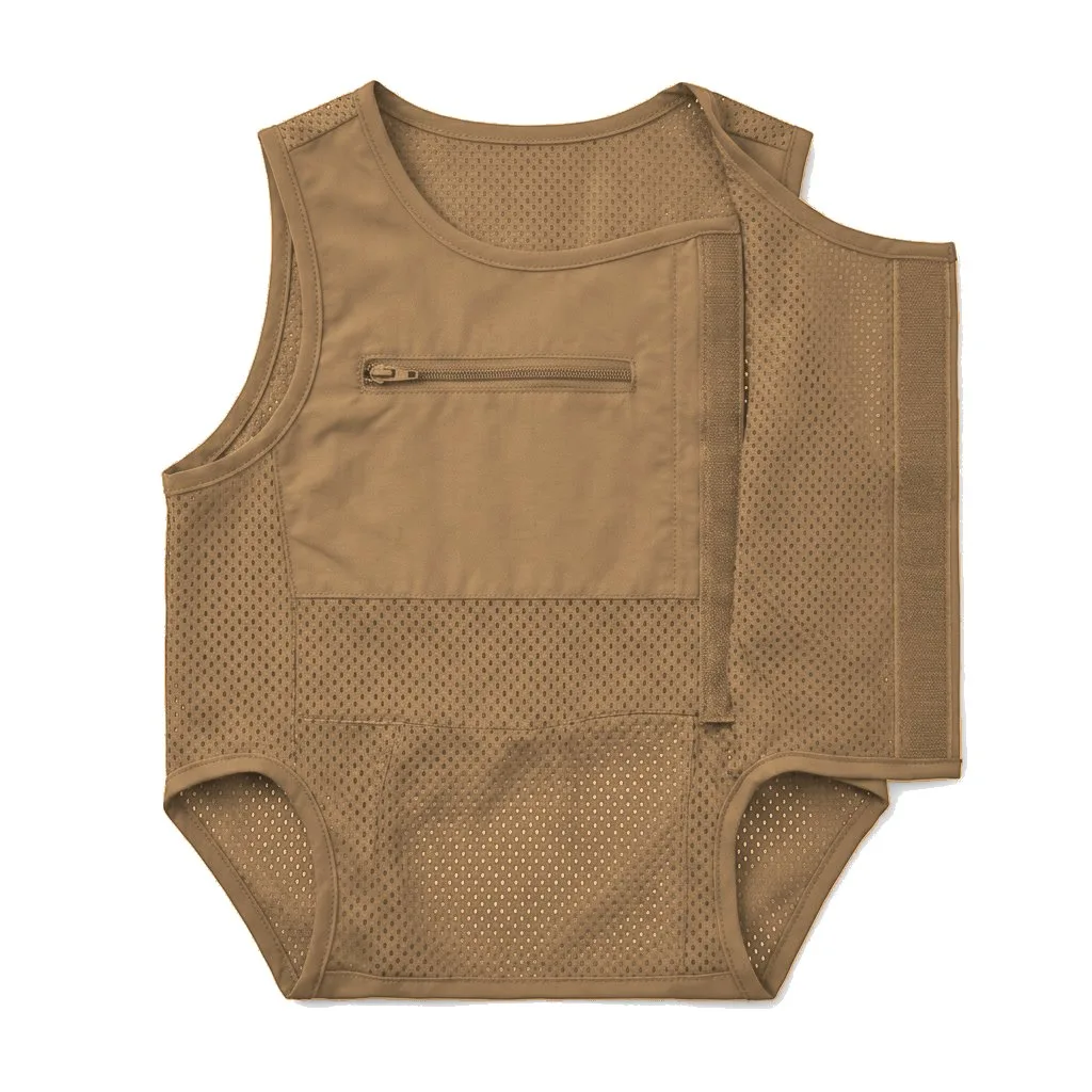 Camel Dog Mesh Cooling Vest flat lay — wholesale pet apparel, design render