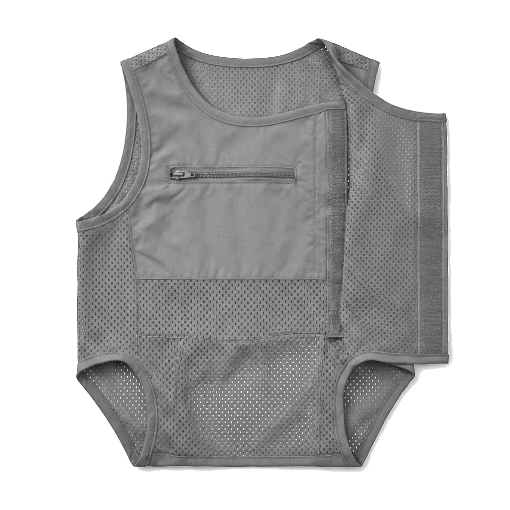Charcoal Grey Dog Mesh Cooling Vest flat lay — wholesale pet apparel, design render