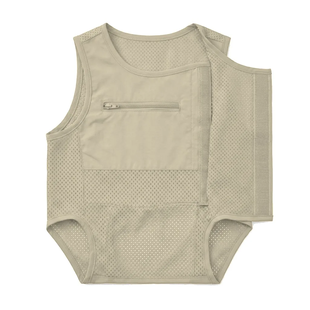 Cream Dog Mesh Cooling Vest flat lay — wholesale pet apparel, design render