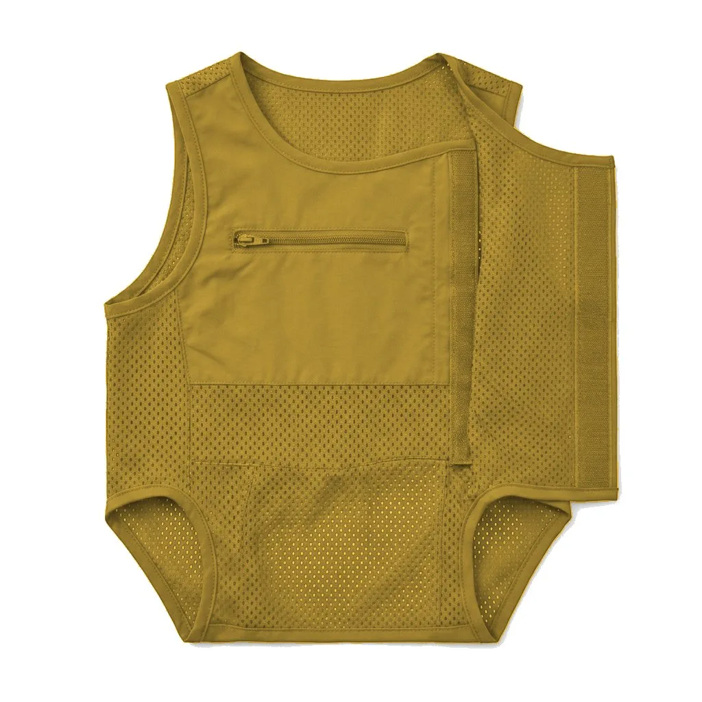 Mustard Dog Mesh Cooling Vest flat lay — wholesale pet apparel, design render