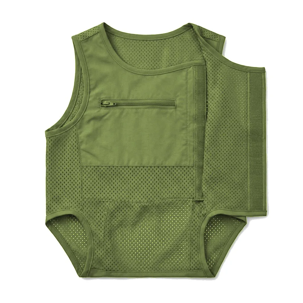 Olive Dog Mesh Cooling Vest flat lay — wholesale pet apparel, design render