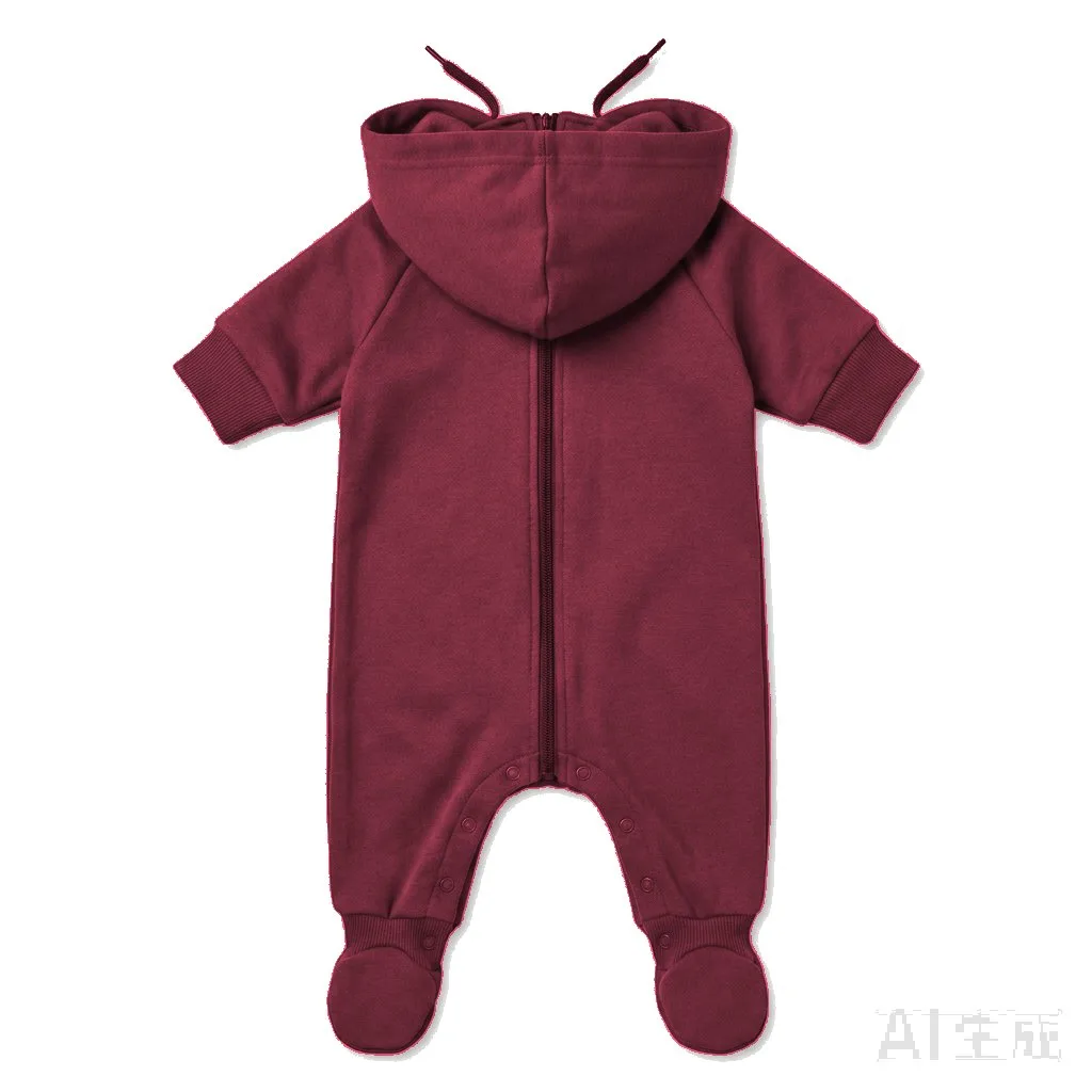Burgundy Dog One-Piece Pajamas flat lay — wholesale pet apparel, design render