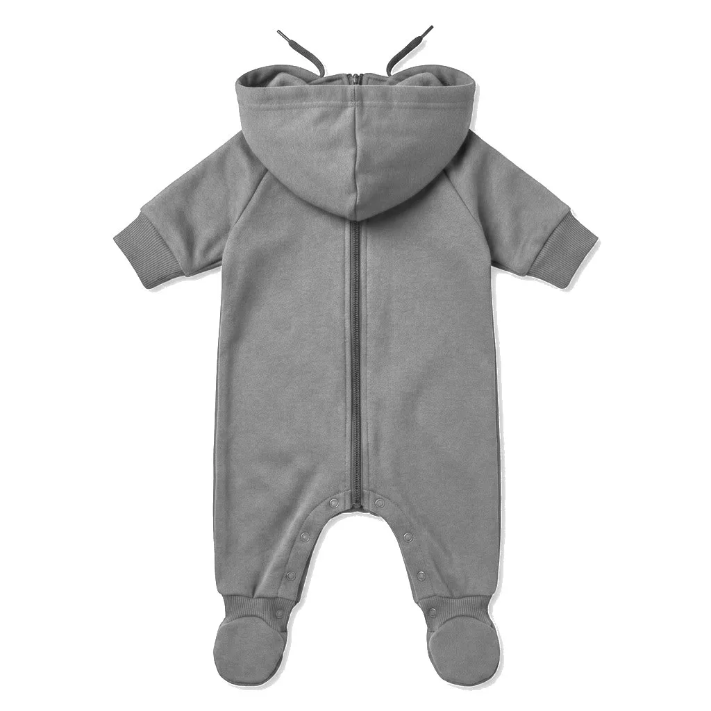 Charcoal Grey Dog One-Piece Pajamas flat lay — wholesale pet apparel, design render