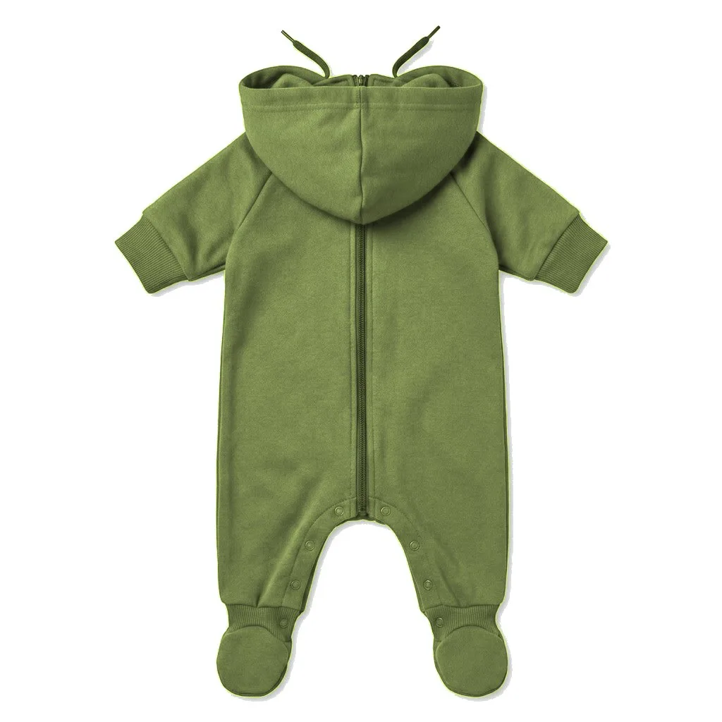 Olive Dog One-Piece Pajamas flat lay — wholesale pet apparel, design render